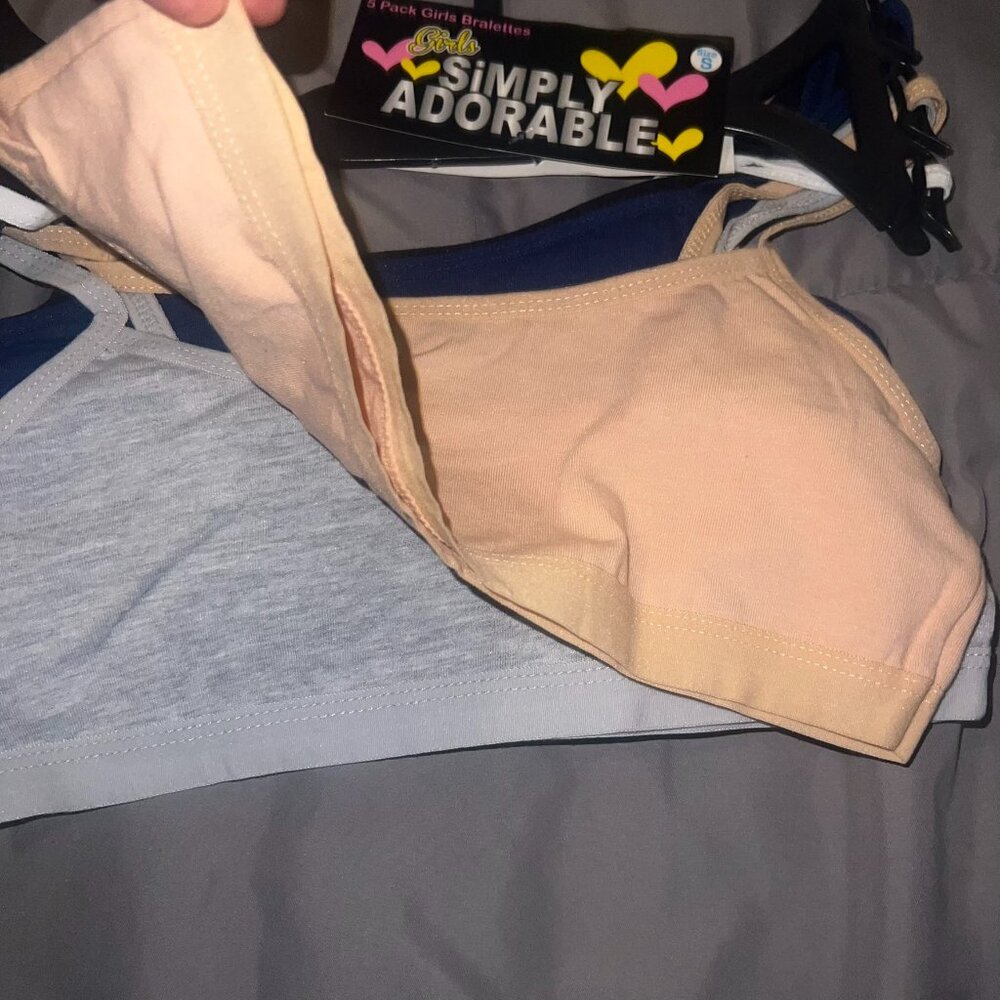 Simply Adorable Girls 5-Pack Bralettes Size Small – Neutral & Basic Colors